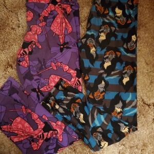 Kids Cartoon Character Leggings - Purple and Blue